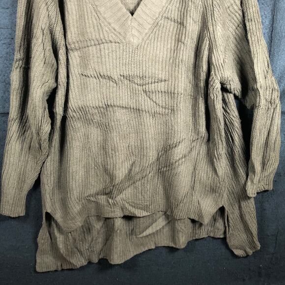 Express Womens Sweater Green V Neck Knitted Long Sleeve Tunic XSmall - Picture 3 of 12